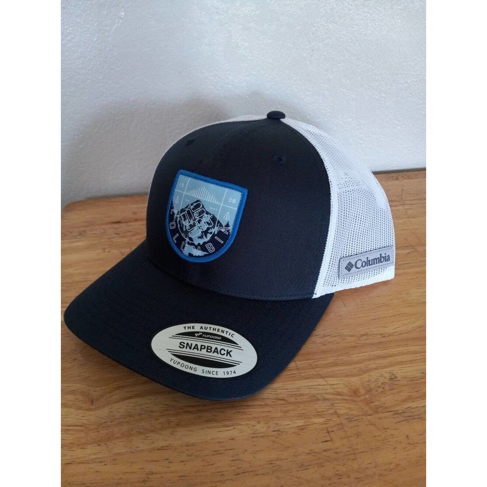 NWT Columbia Spring Grove Snap Back Hat Mesh One Size Patch Navy White